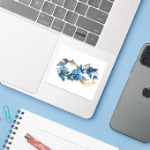 Symbool oneindigheid van blauwe Morpho vlinders Sticker (Laptop met iPhone)