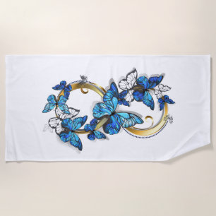 Symbool oneindigheid van blauwe Morpho vlinders Strandlaken