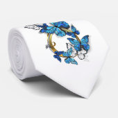 Symbool oneindigheid van Blauwe Morpho Vlinders Stropdas (Opgerold)