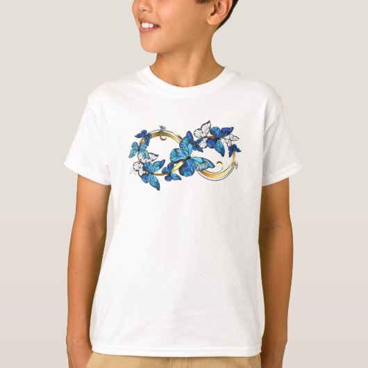 Symbool oneindigheid van blauwe Morpho vlinders T-shirt (Voorkant)