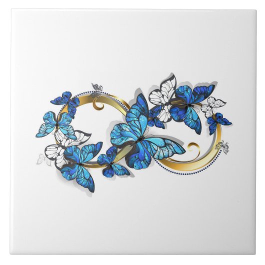 Symbool oneindigheid van blauwe Morpho vlinders Tegeltje (Voorkant)