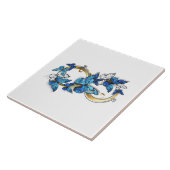 Symbool oneindigheid van blauwe Morpho vlinders Tegeltje (Zijkant)