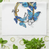 Symbool oneindigheid van Blauwe Morpho Vlinders Theedoek (Gevouwen)