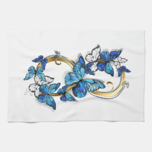 Symbool oneindigheid van Blauwe Morpho Vlinders Theedoek