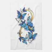 Symbool oneindigheid van Blauwe Morpho Vlinders Theedoek (Verticaal)