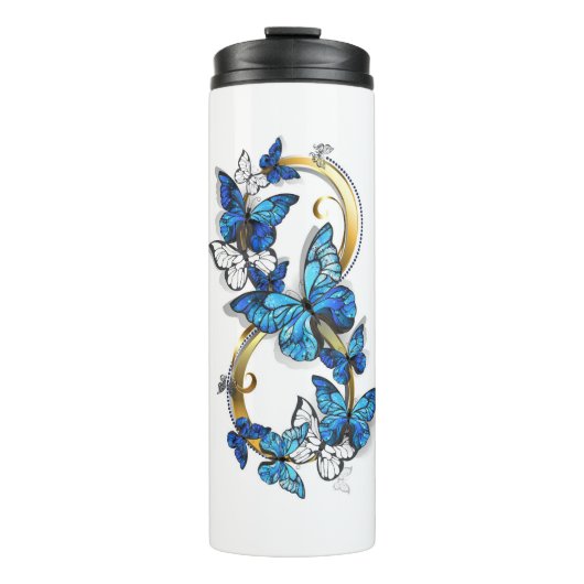 Symbool oneindigheid van Blauwe Morpho Vlinders Thermosbeker (Voorkant)