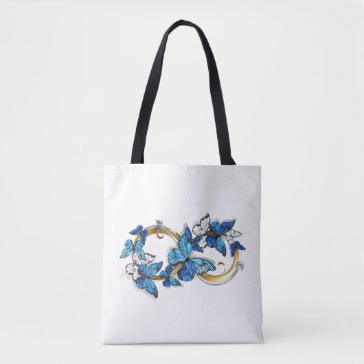Symbool oneindigheid van Blauwe Morpho Vlinders Tote Bag (Voorkant)
