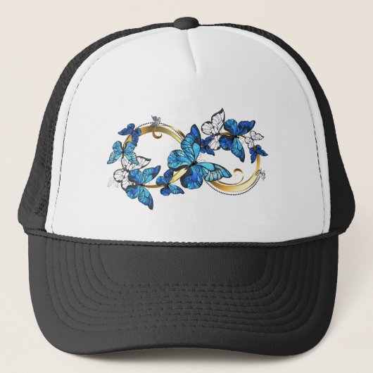 Symbool oneindigheid van blauwe Morpho vlinders Trucker Pet (Voorkant)
