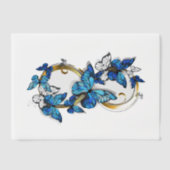 Symbool oneindigheid van Blauwe Morpho Vlinders Vellum Uitnodigingen (Voorkant)