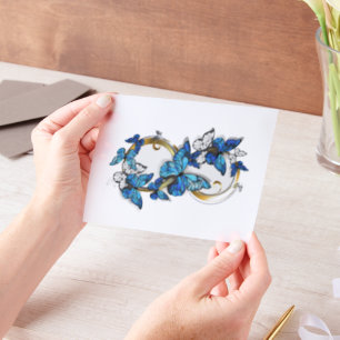 Symbool oneindigheid van Blauwe Morpho Vlinders Vellum Uitnodigingen