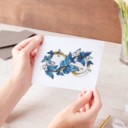 Symbool oneindigheid van Blauwe Morpho Vlinders Vellum Uitnodigingen (Draagbaar)