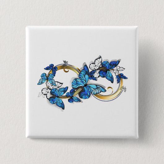 Symbool oneindigheid van blauwe Morpho vlinders Vierkante Button 5,1 Cm (Voorkant)