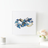 Symbool oneindigheid van blauwe Morpho vlinders Vierkante Klok (Huis)