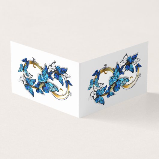 Symbool oneindigheid van blauwe Morpho vlinders Visitekaartje (Buitenkant)