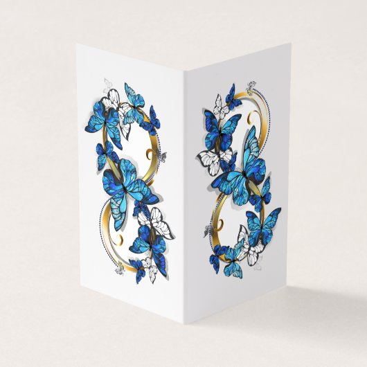 Symbool oneindigheid van blauwe Morpho vlinders Visitekaartje (Buitenkant)