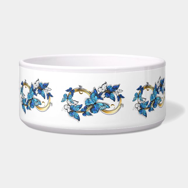 Symbool oneindigheid van Blauwe Morpho Vlinders Voerbakje (Voorkant)