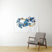 Symbool oneindigheid van blauwe Morpho vlinders Wandkleed (In Situ (horizontaal))