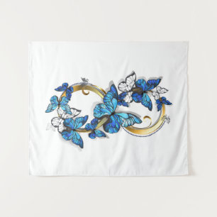 Symbool oneindigheid van blauwe Morpho vlinders Wandkleed