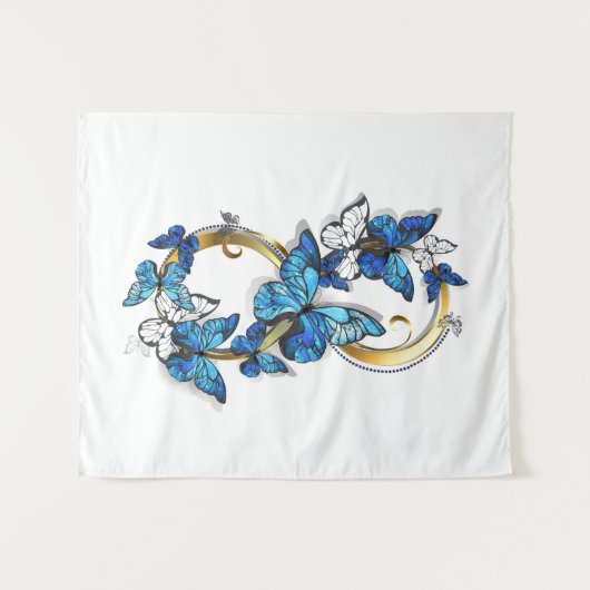 Symbool oneindigheid van blauwe Morpho vlinders Wandkleed (Voorkant (horizontaal))