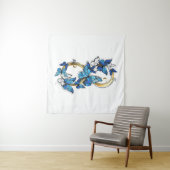 Symbool oneindigheid van Blauwe Morpho Vlinders Wandkleed (In situ)