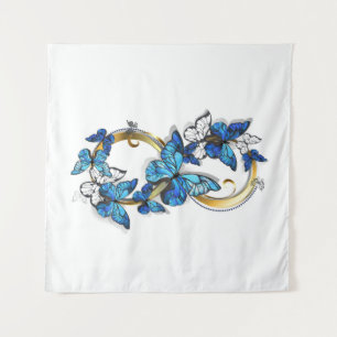 Symbool oneindigheid van Blauwe Morpho Vlinders Wandkleed