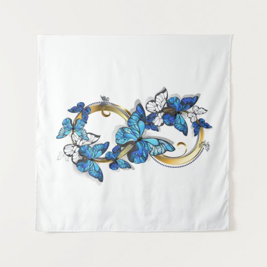 Symbool oneindigheid van Blauwe Morpho Vlinders Wandkleed (Voorkant)