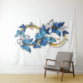 Symbool oneindigheid van Blauwe Morpho Vlinders Wandkleed (In Situ (horizontaal))