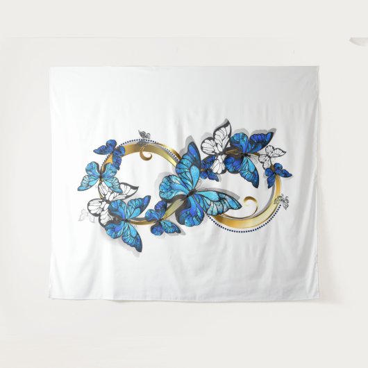Symbool oneindigheid van Blauwe Morpho Vlinders Wandkleed (Voorkant (horizontaal))