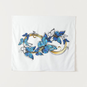 Symbool oneindigheid van Blauwe Morpho Vlinders Wandkleed