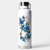 Symbool oneindigheid van blauwe Morpho vlinders Waterfles (Achterkant)