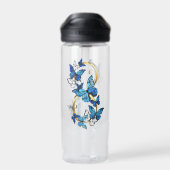 Symbool oneindigheid van blauwe Morpho vlinders Waterfles (Achterkant)