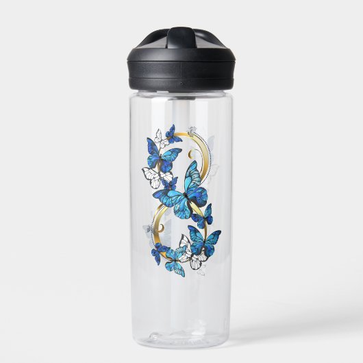 Symbool oneindigheid van blauwe Morpho vlinders Waterfles (Voorkant)
