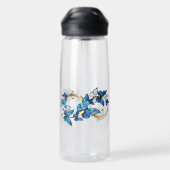Symbool oneindigheid van Blauwe Morpho Vlinders Waterfles (Achterkant)
