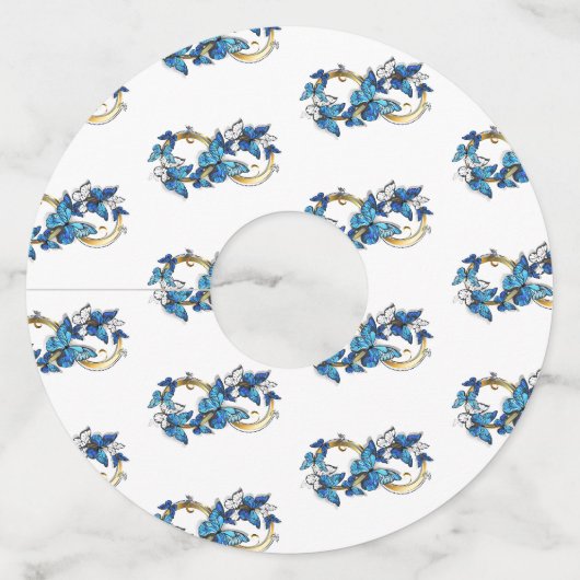 Symbool oneindigheid van Blauwe Morpho Vlinders Wijnglaslabel (Voorkant)