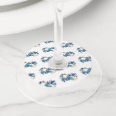 Symbool oneindigheid van Blauwe Morpho Vlinders Wijnglaslabel (Dichtbij)