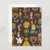 Symbool oude Egyptische Hieroglyphic-patroonlogo Feestdagenkaart (Voorkant / Achterkant)