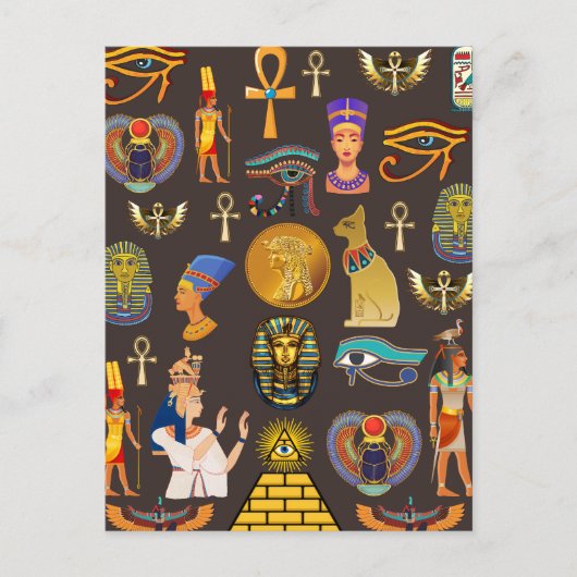 Symbool oude Egyptische Hieroglyphic-patroonlogo Feestdagenkaart (Voorkant)
