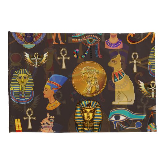 Symbool oude Egyptische Hieroglyphic-patroonlogo Kussensloop (Achterkant-Rechts)