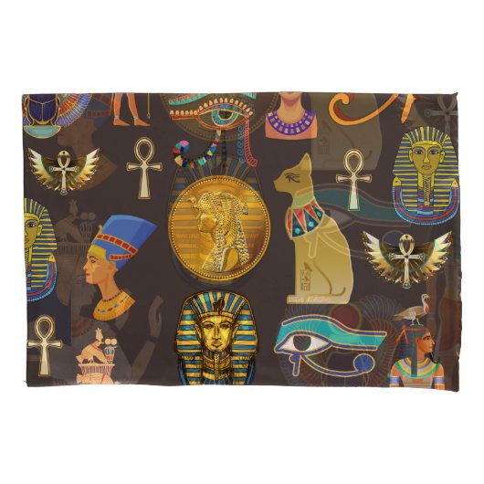 Symbool oude Egyptische Hieroglyphic-patroonlogo Kussensloop (Voorkant-Links)