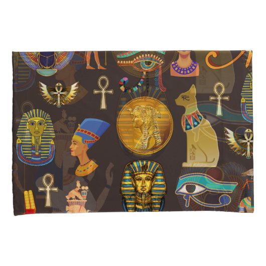 Symbool oude Egyptische Hieroglyphic-patroonlogo Kussensloop (Voorkant-Rechts)
