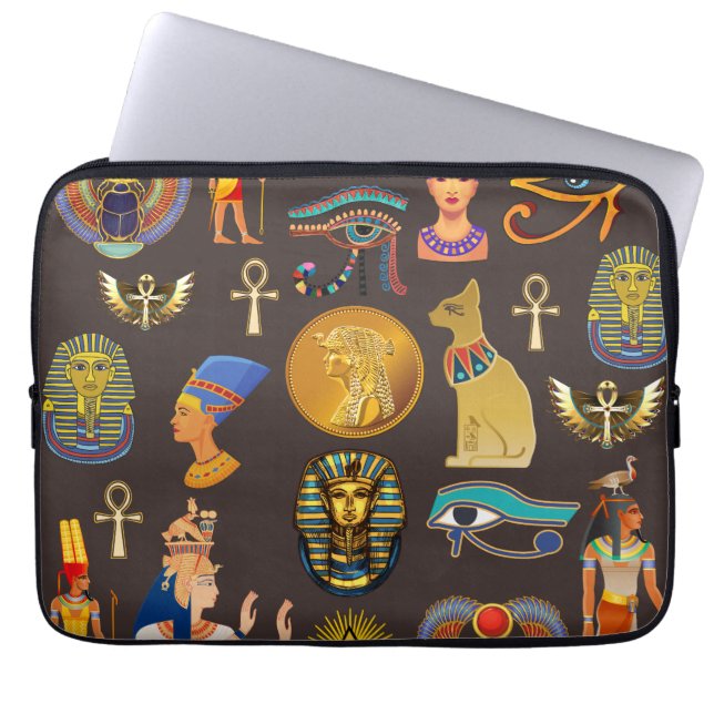 Symbool oude Egyptische Hieroglyphic-patroonlogo Laptop Sleeve (Voorkant)