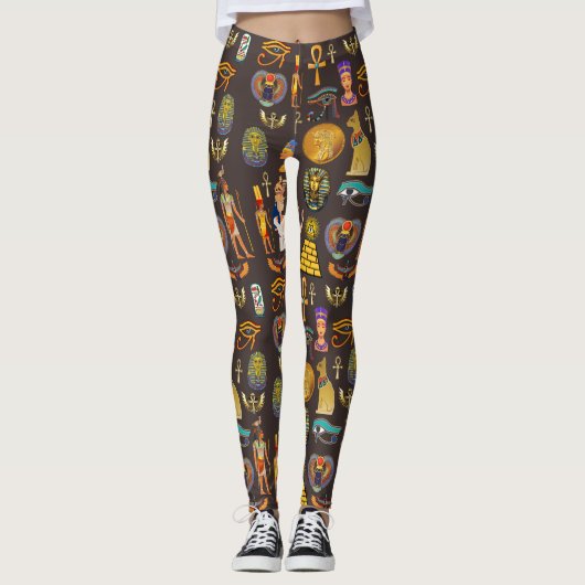 Symbool oude Egyptische Hieroglyphic-patroonlogo Leggings (Voorkant)