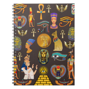Symbool oude Egyptische Hieroglyphic-patroonlogo Notitieboek