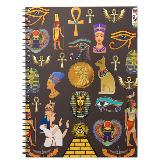 Symbool oude Egyptische Hieroglyphic-patroonlogo Notitieboek (Voorkant)