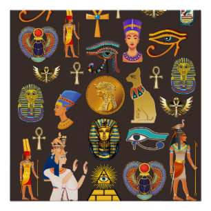Symbool oude Egyptische Hieroglyphic-patroonlogo Perfect Poster