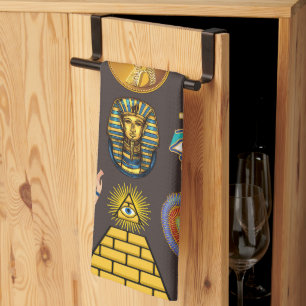 Symbool oude Egyptische Hieroglyphic-patroonlogo Theedoek