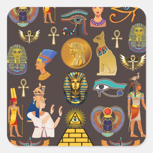 Symbool oude Egyptische Hieroglyphic-patroonlogo Vierkante Sticker (Voorkant)