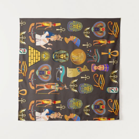 Symbool oude Egyptische Hieroglyphic-patroonlogo Wandkleed (Voorkant (horizontaal))