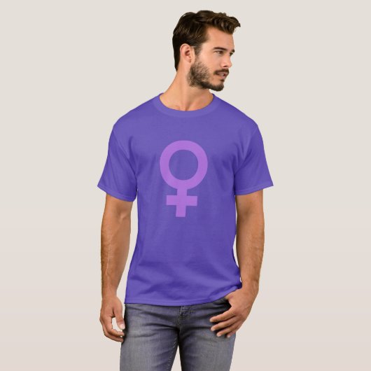 Symbool Paars Girl Power Vrouw T-shirt (Voorkant volledig)