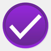 Symbool Paarse vinkje Ronde Sticker (Voorkant)